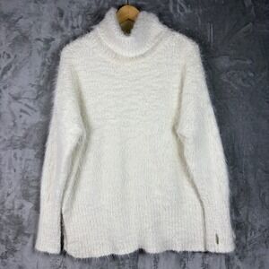 Aerie Womens Offline Fuzzy Eyelash Knit Turtleneck Sweater White S/P